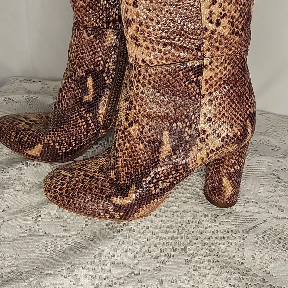 INC International Concepts Tyliee Embossed Snakeskin Over Thigh High Boots 5.5
